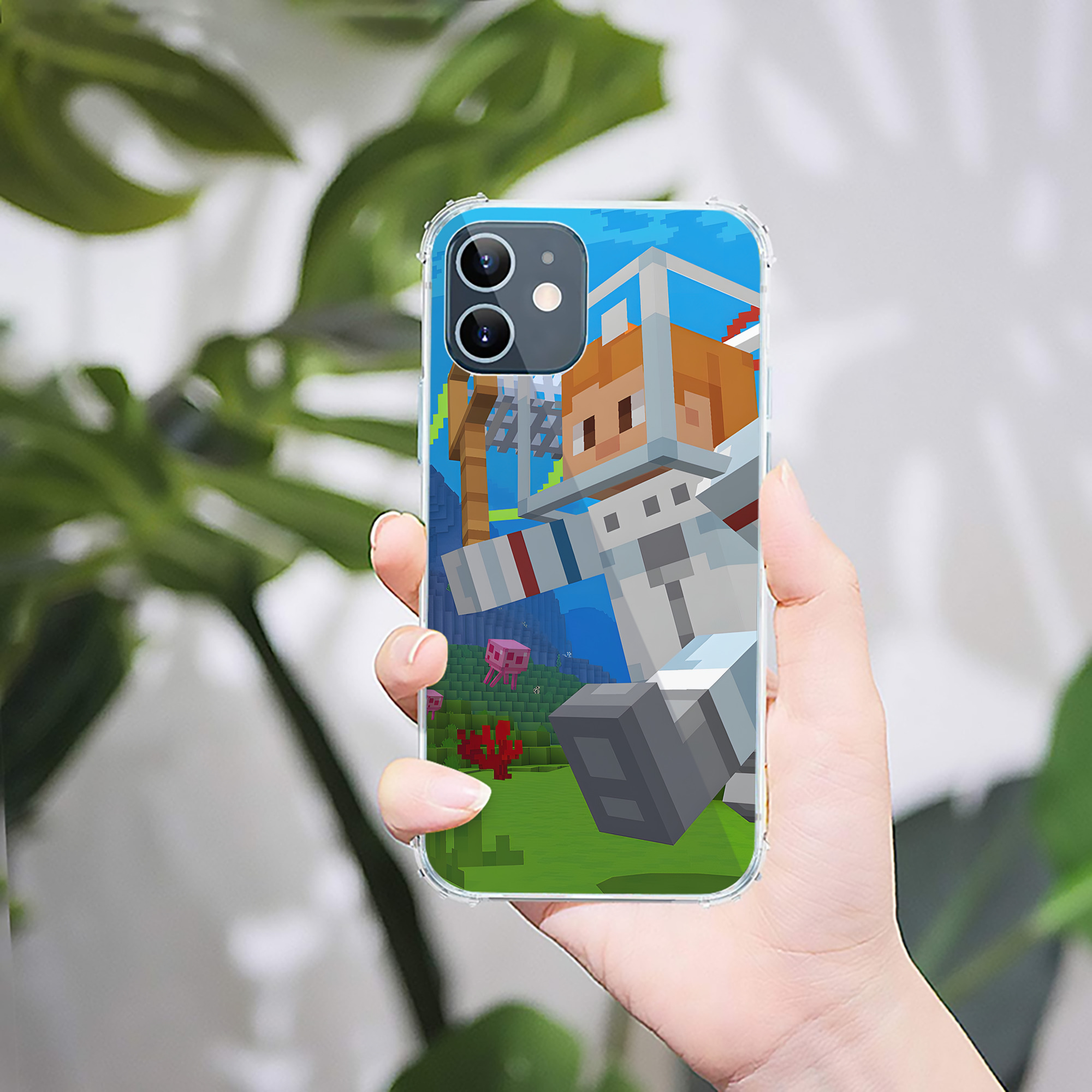 （画像用） マインクラフト ブロックの世界 Minecraft MC Block world 【iPhone 12シリーズ対応】透明スマホケース（クリアソフトケース）